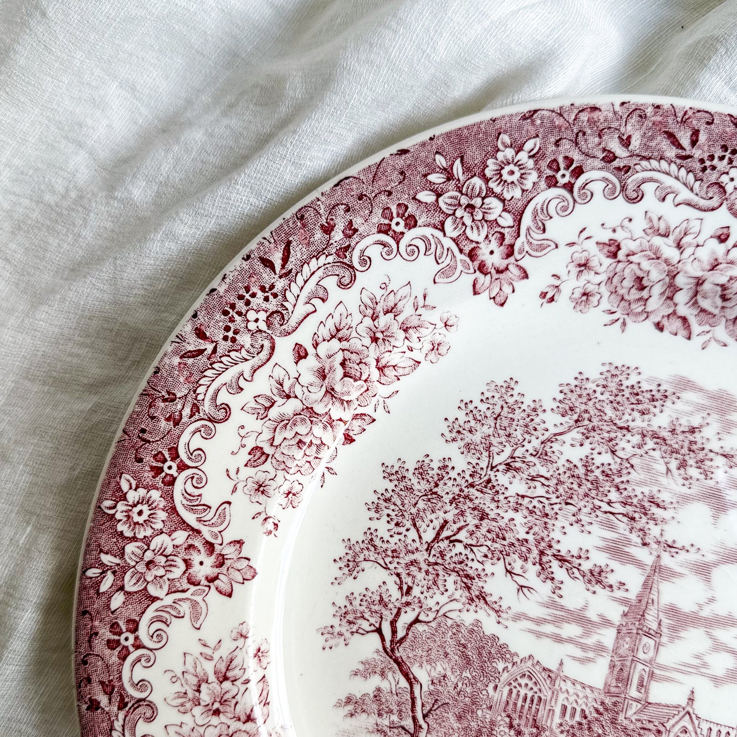 Red Transferware English Plate