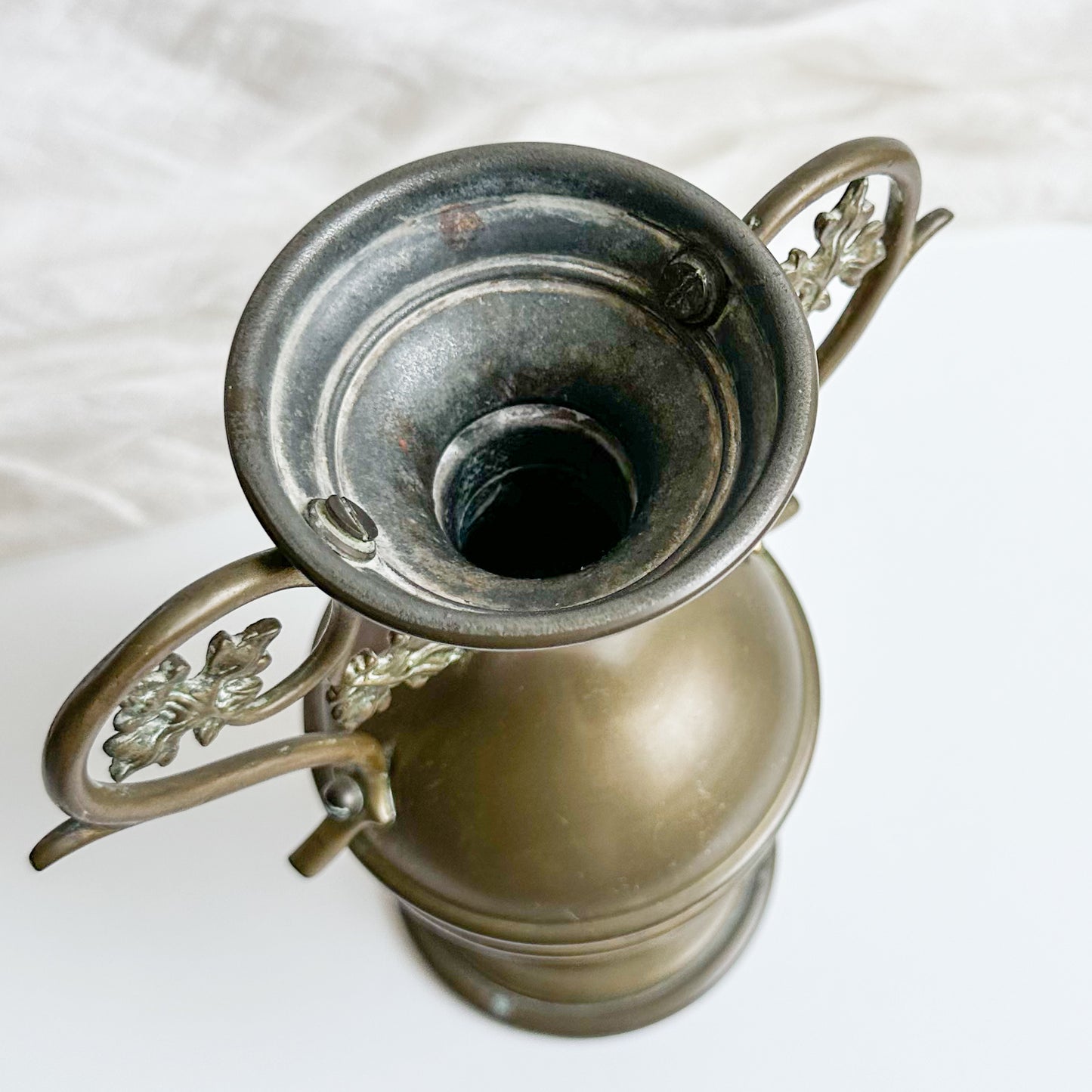 Brass Vase with Leaf Handles
