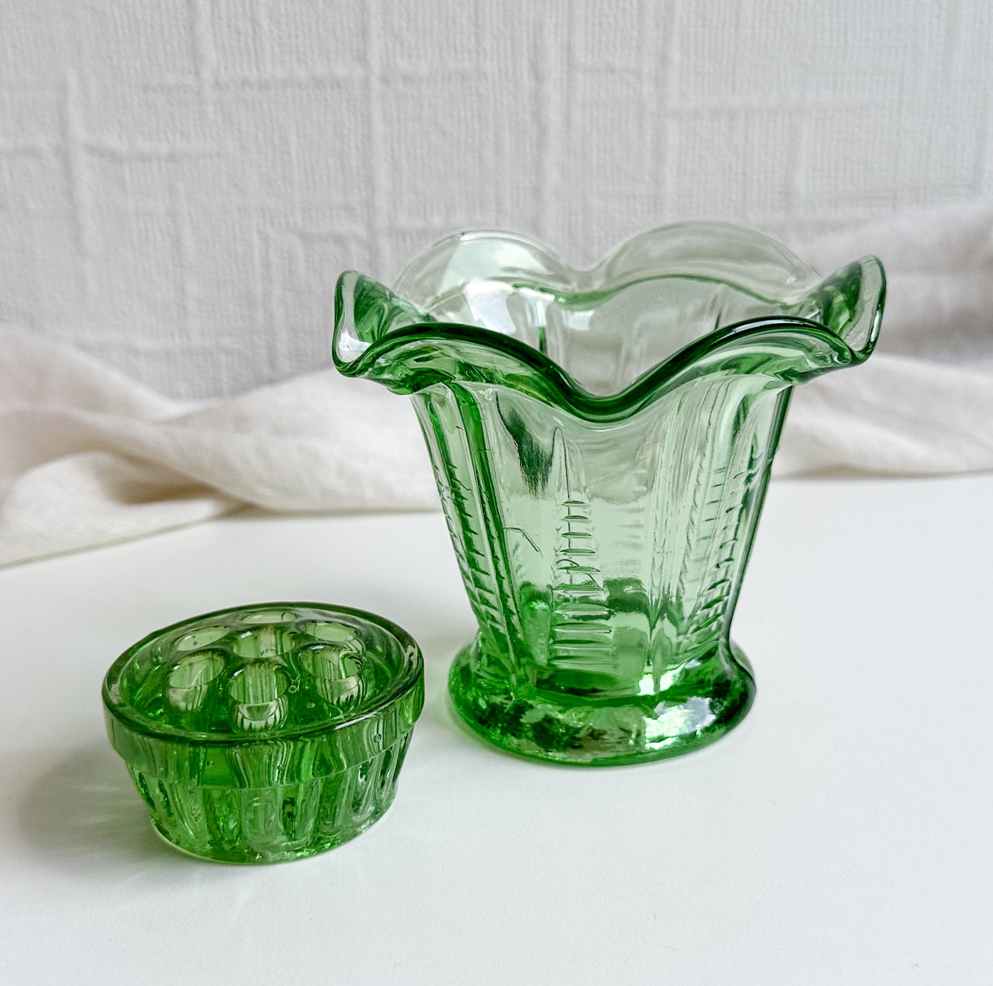 Small Glass Vase with Flower Frog