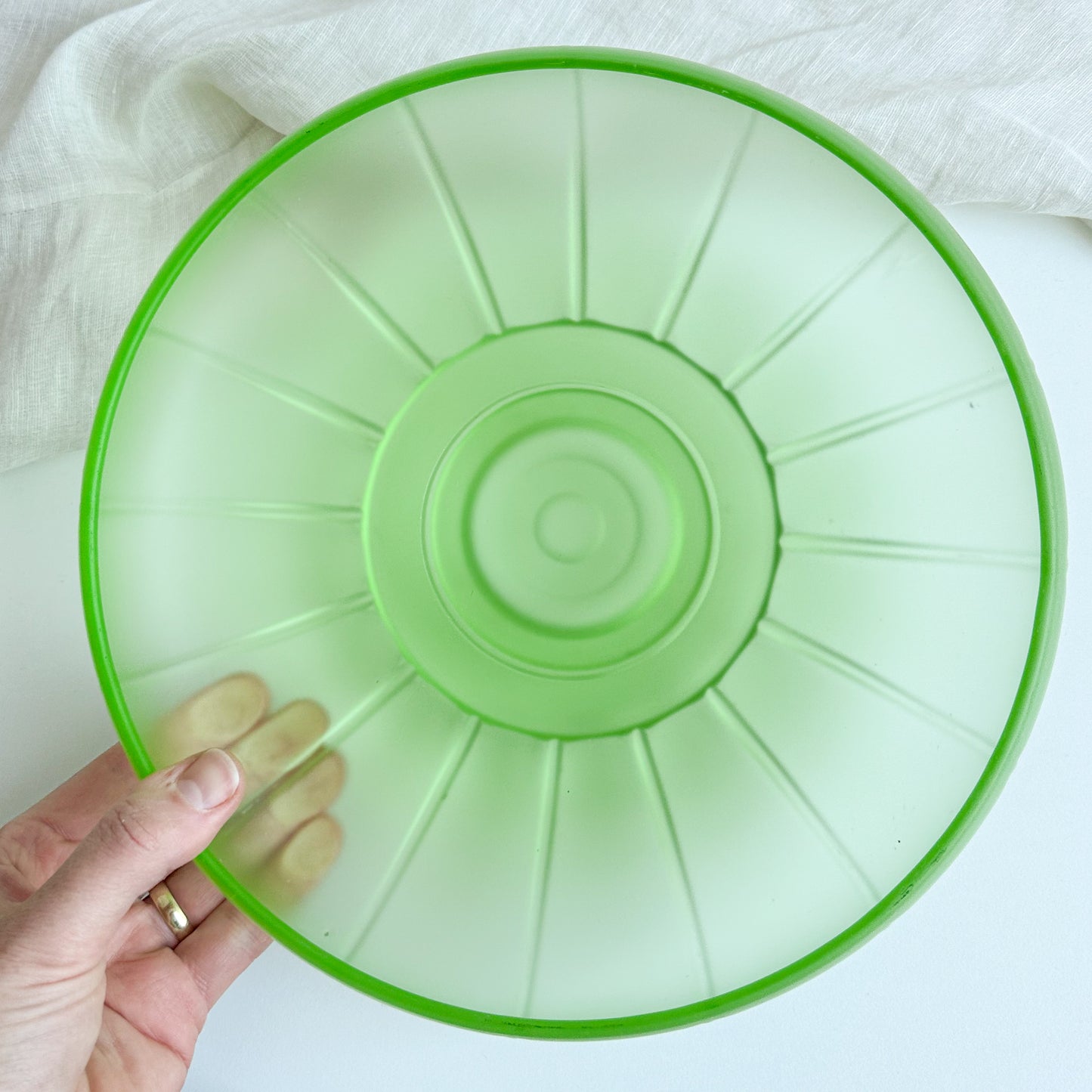 Frosted Uranium Glass Bowl