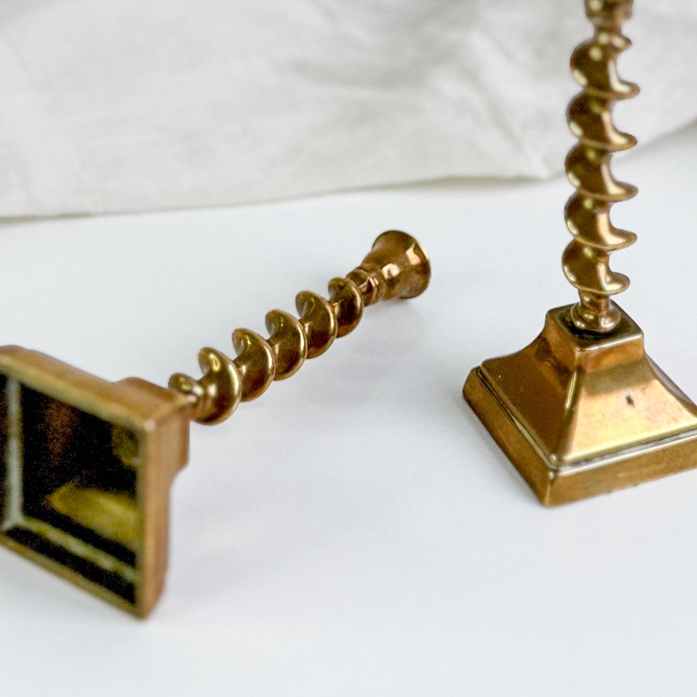 Pair of Small Brass Candlesticks