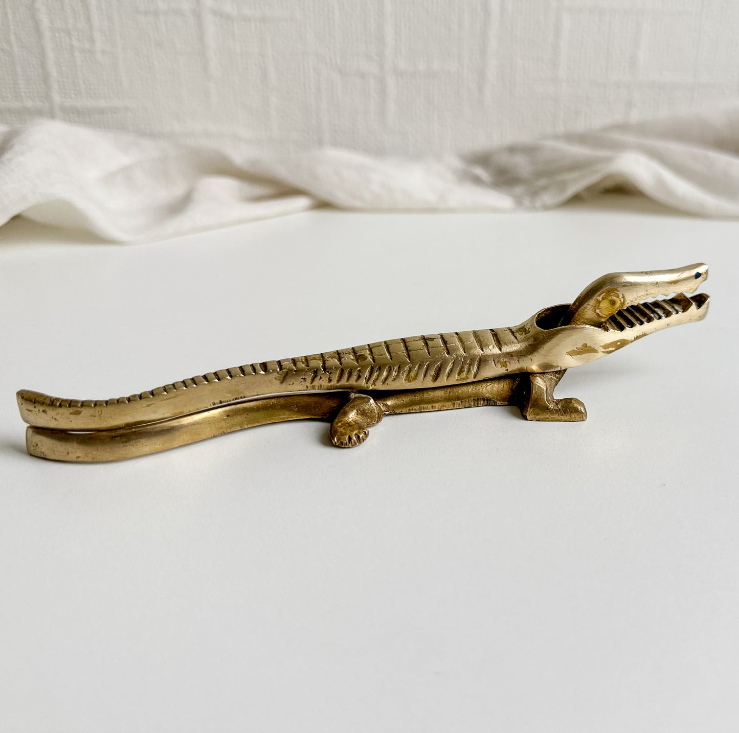 Small Brass Alligator Nutcracker