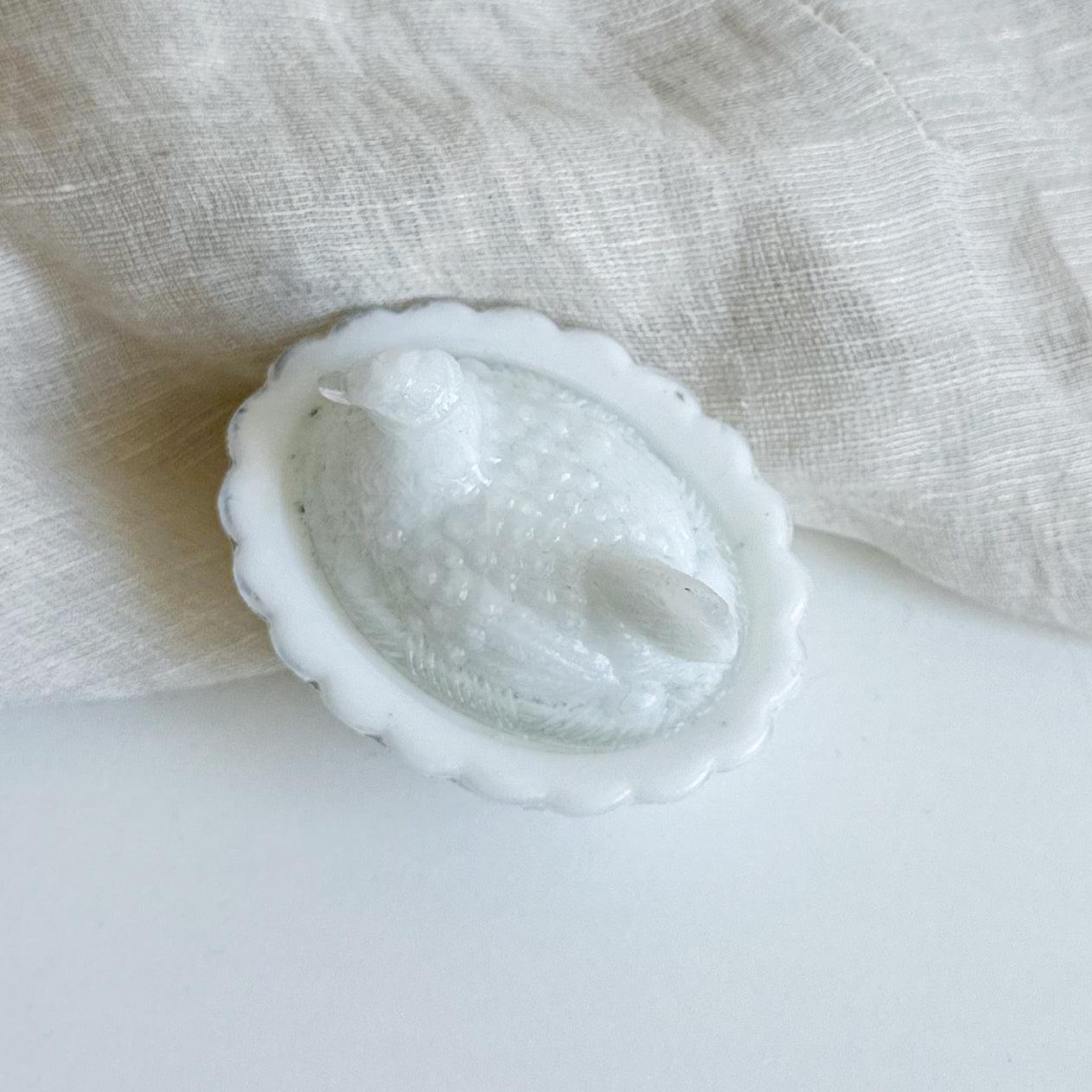 Small Milk Glass Hen on Nest