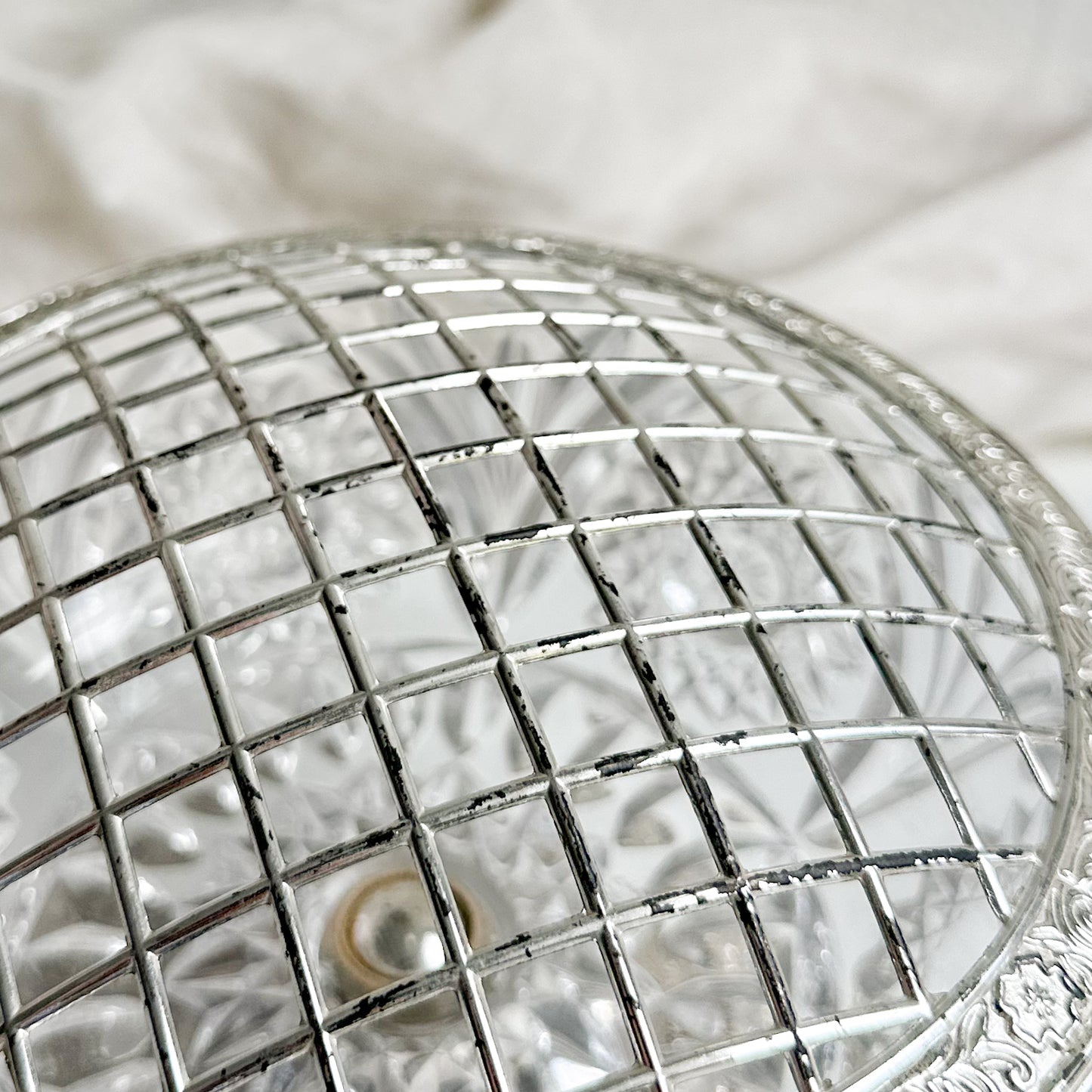 Crystal Rose Bowl with Silver Plated Foot