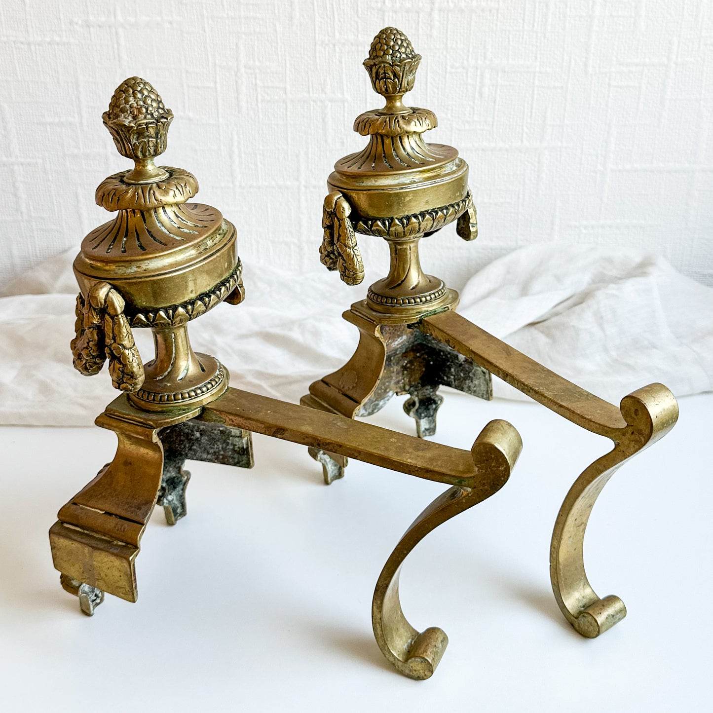 Pair of Antique Brass Fire Dogs