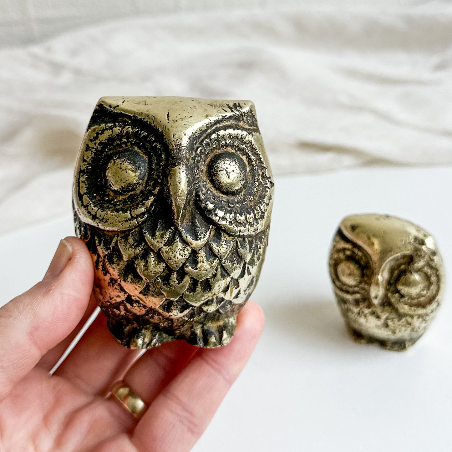 Pair of Brass Owls