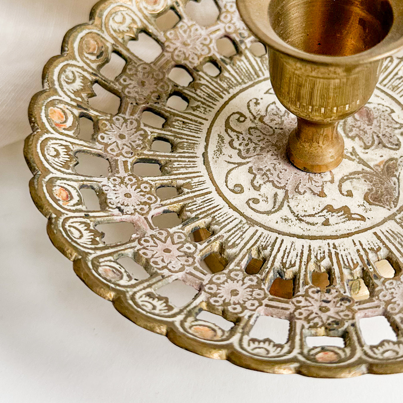 Brass Chamberstick with Pierced Design