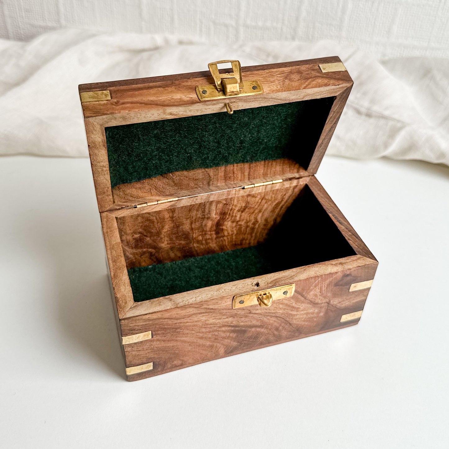 Wooden Box with Brass Anchor Inlay