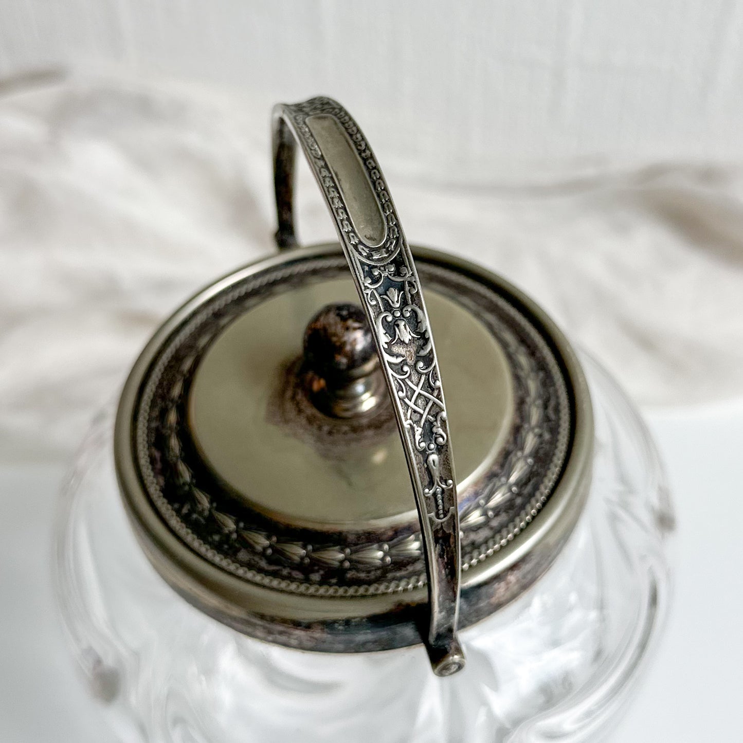 Glass Biscuit Barrel with Ornate Lid