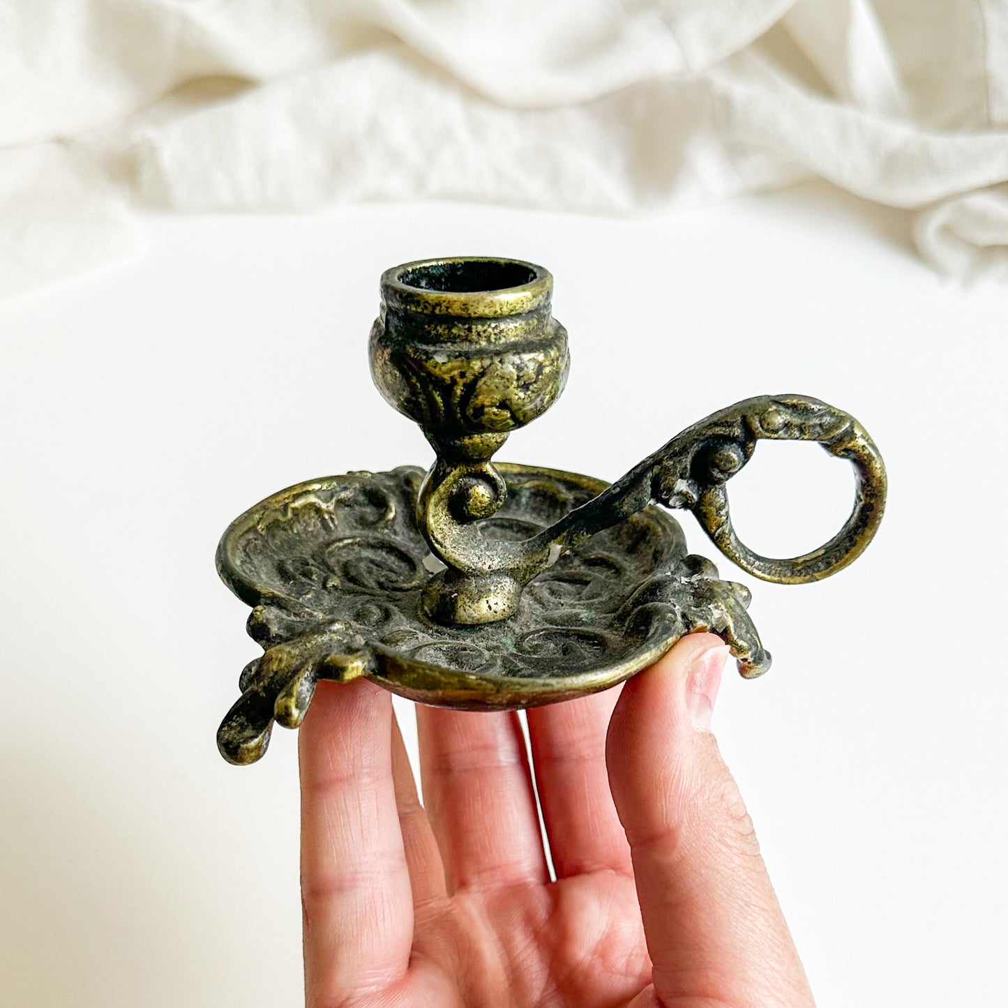 Brass Chamberstick with Thistle Design