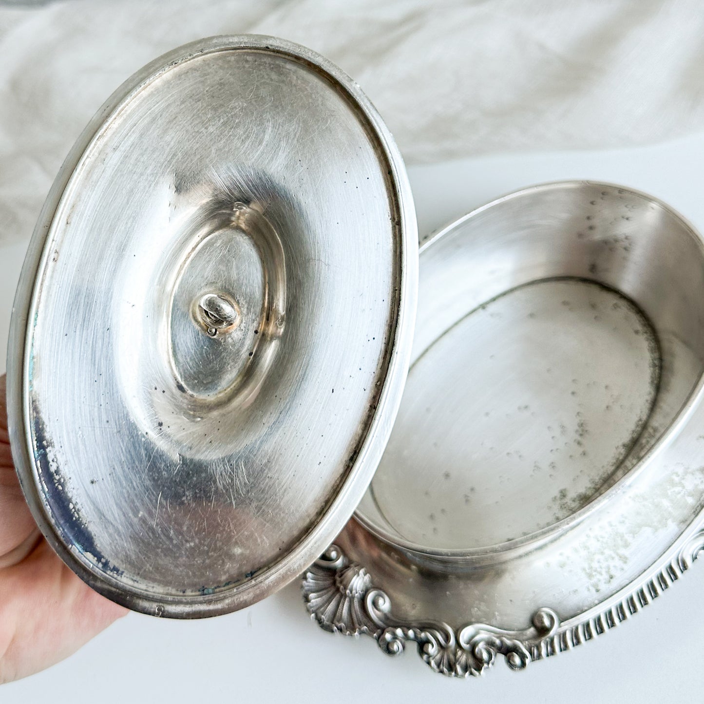 Antique Silver Plated Butter Dish