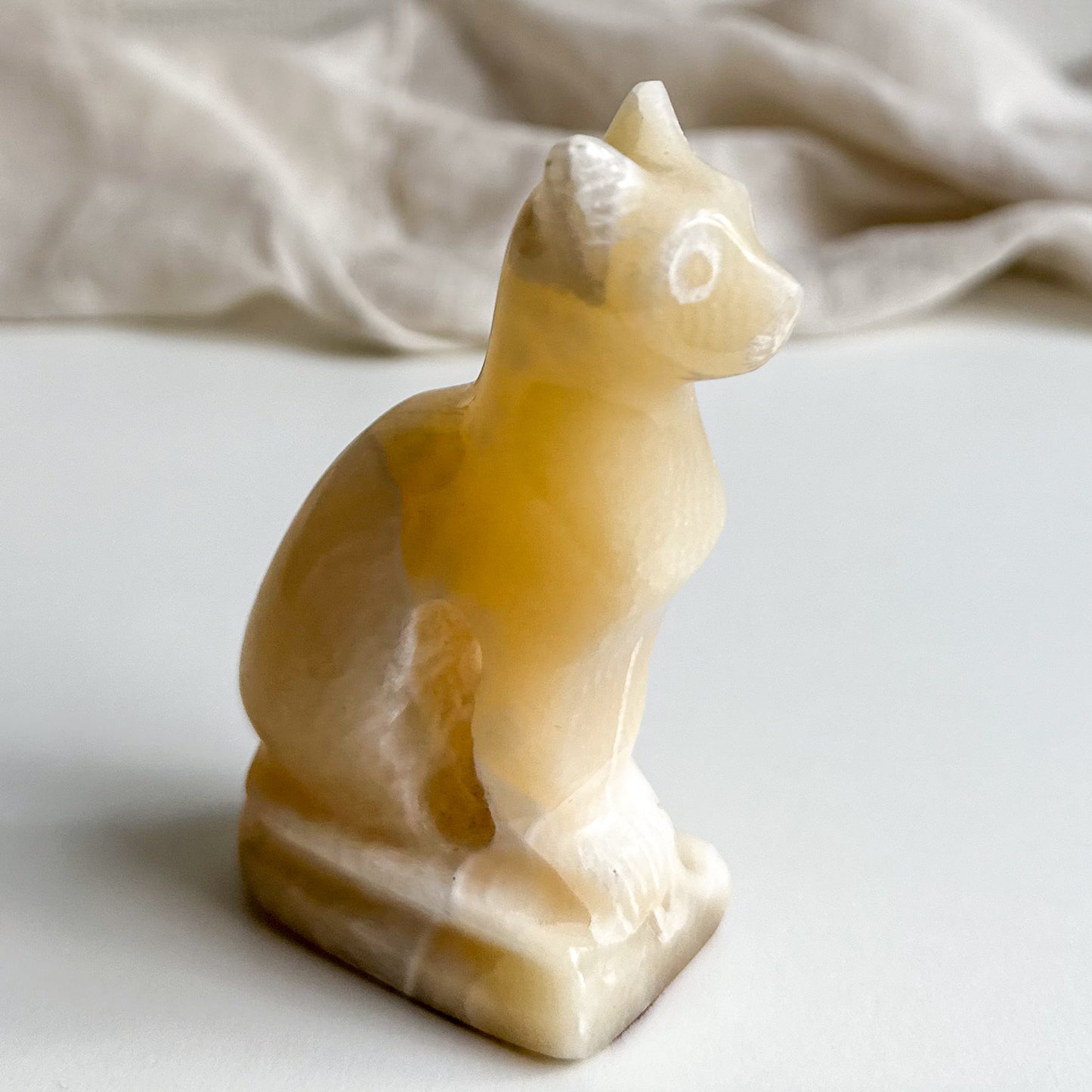 Hand Carved Onyx Cat Figurine