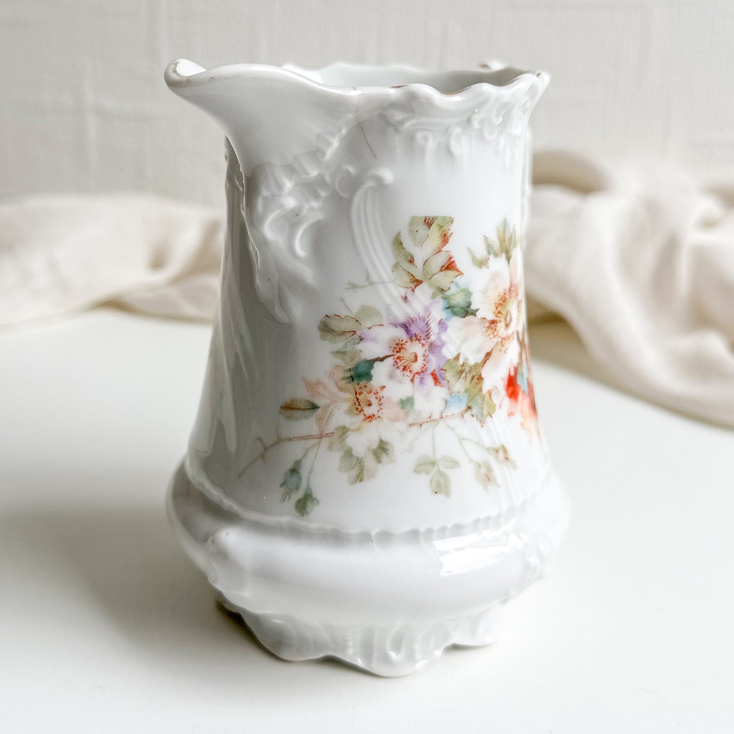 Antique Floral Jug with Raised Details