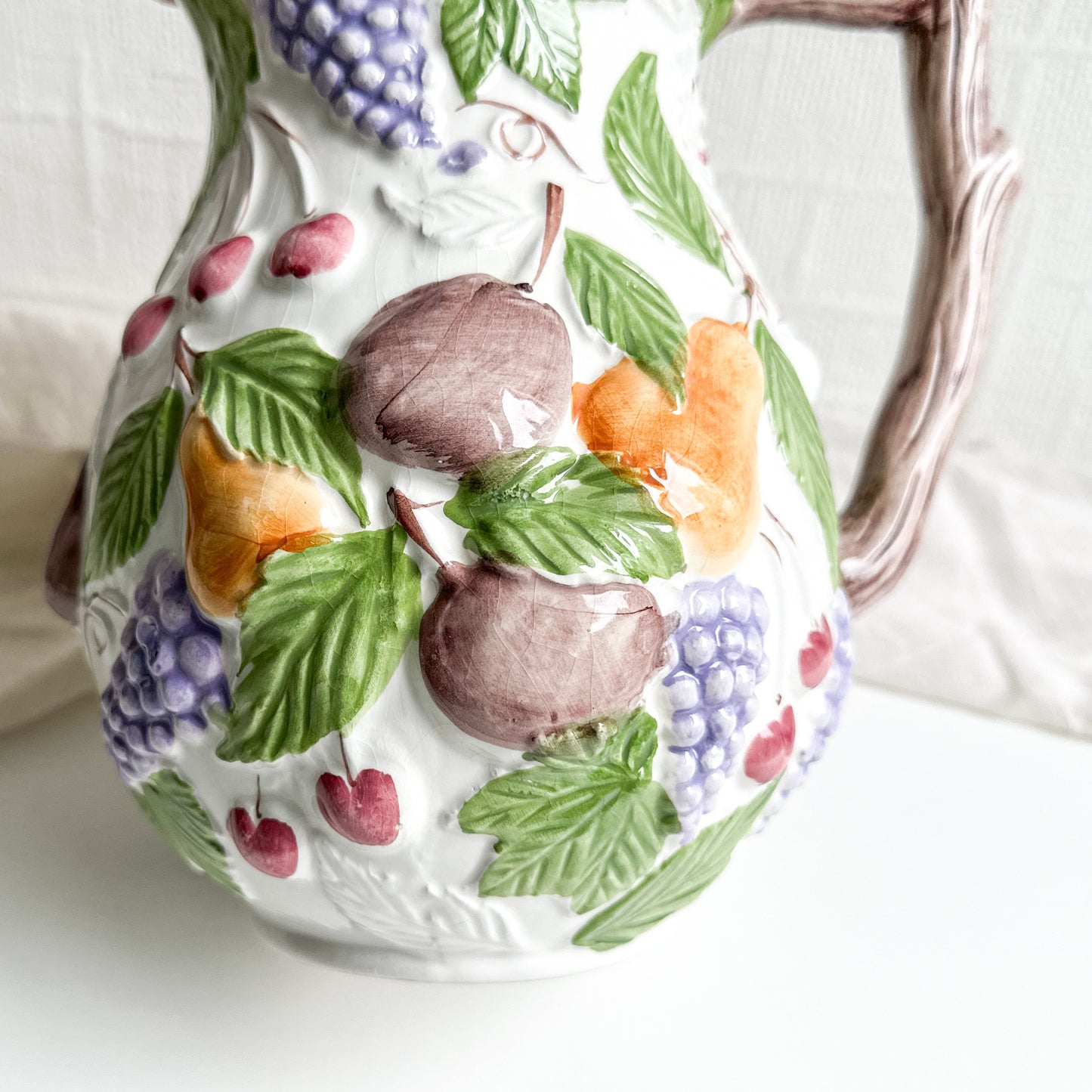 Ceramic Pitcher Jug with Fruit Design