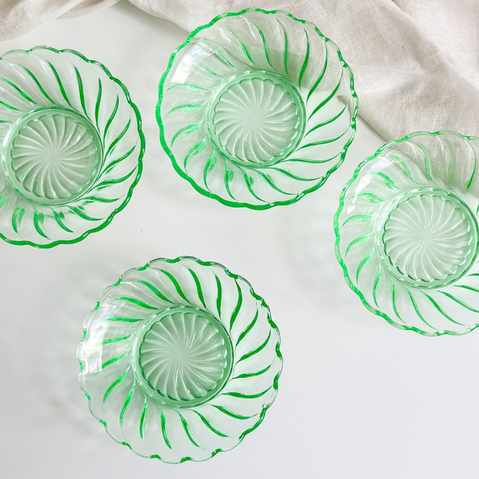 Set of 4 Uranium Glass Bowls