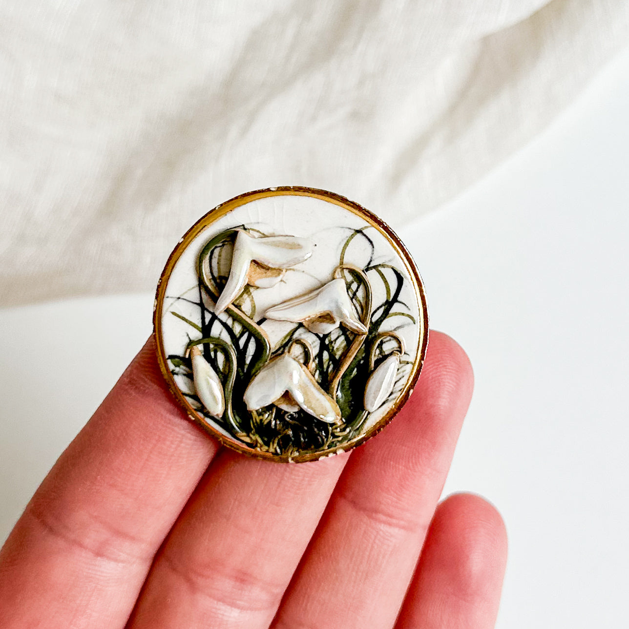 Ceramic Snowdrops Brooch