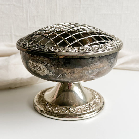 Silver Plated Bowl with Metal Grid