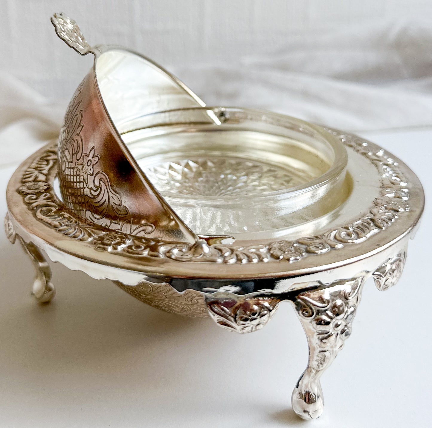 Silver Plated Globe Butter / Caviar Dish