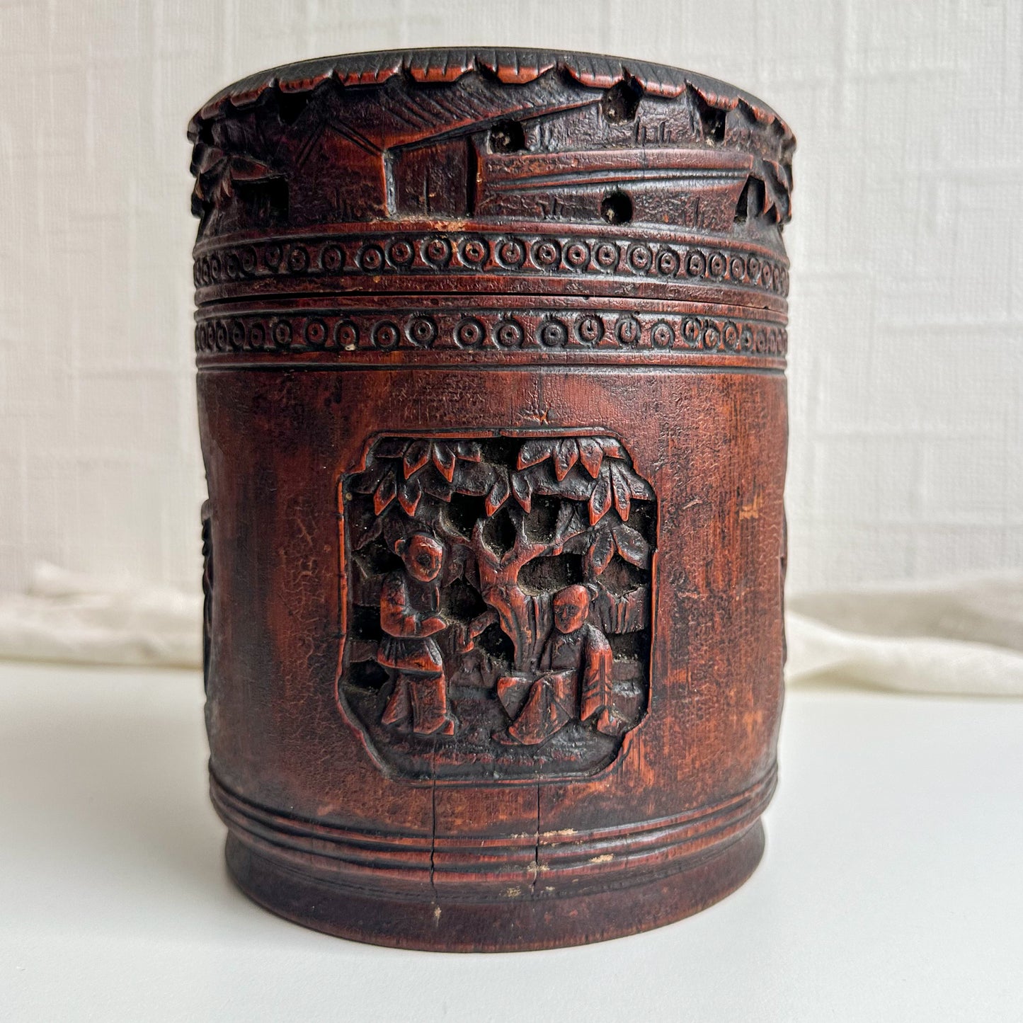 Chinese Carved Bamboo Tobacco Box