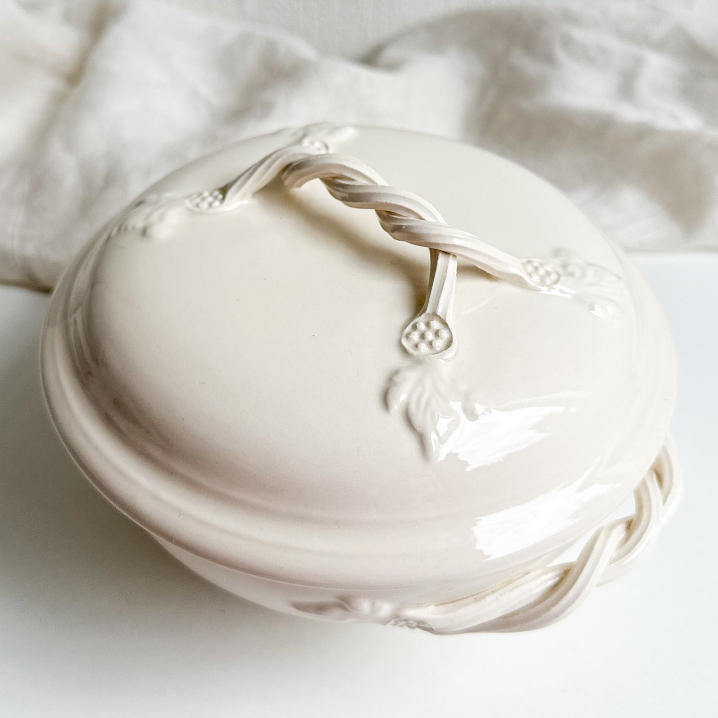 Royal Creamware Lidded Bowl