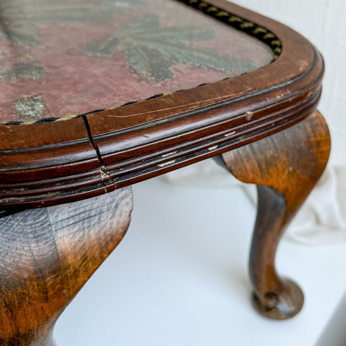 Small Antique Table with Bead Embroidery