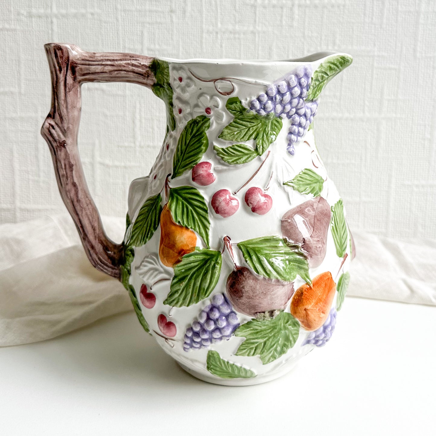 Ceramic Pitcher Jug with Fruit Design