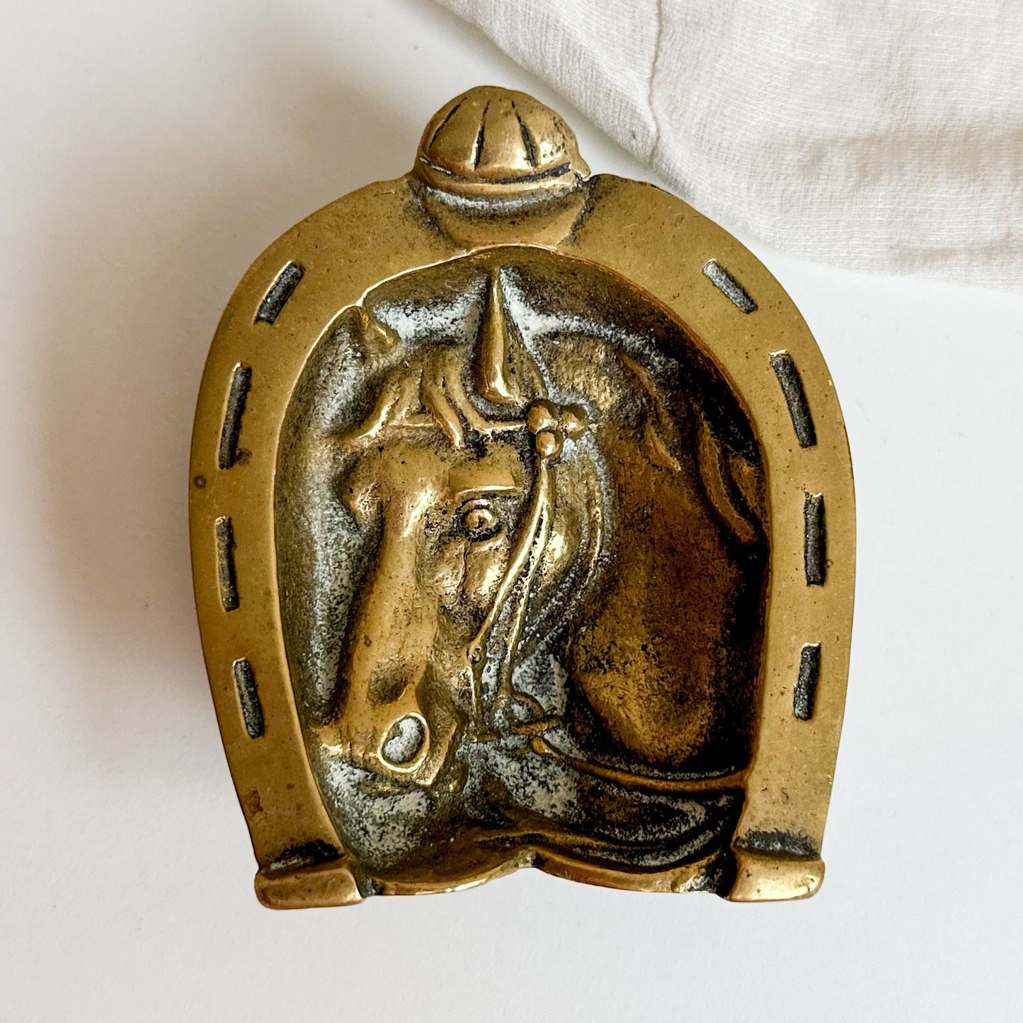 Small Brass Dish with Horse Design