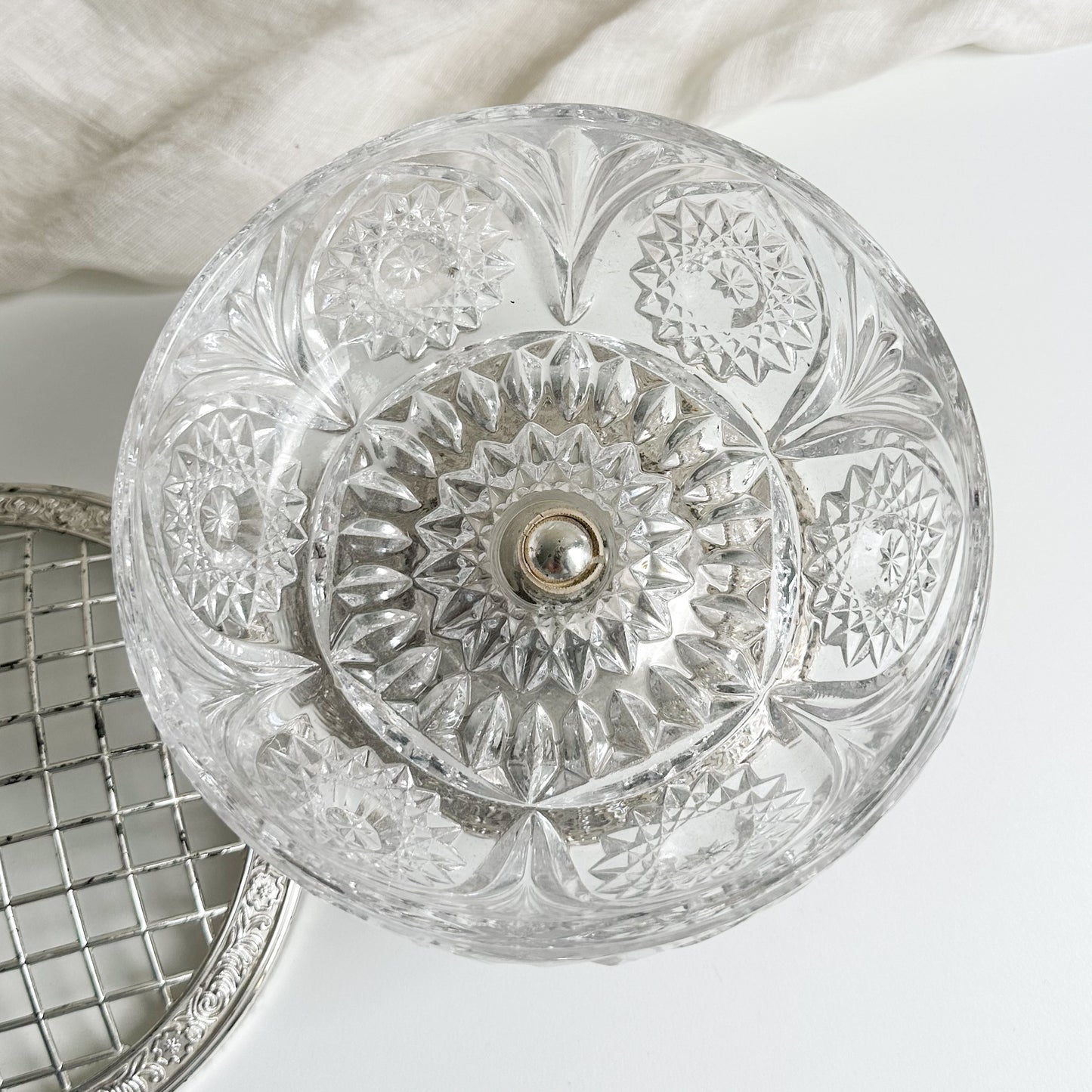 Crystal Rose Bowl with Silver Plated Foot