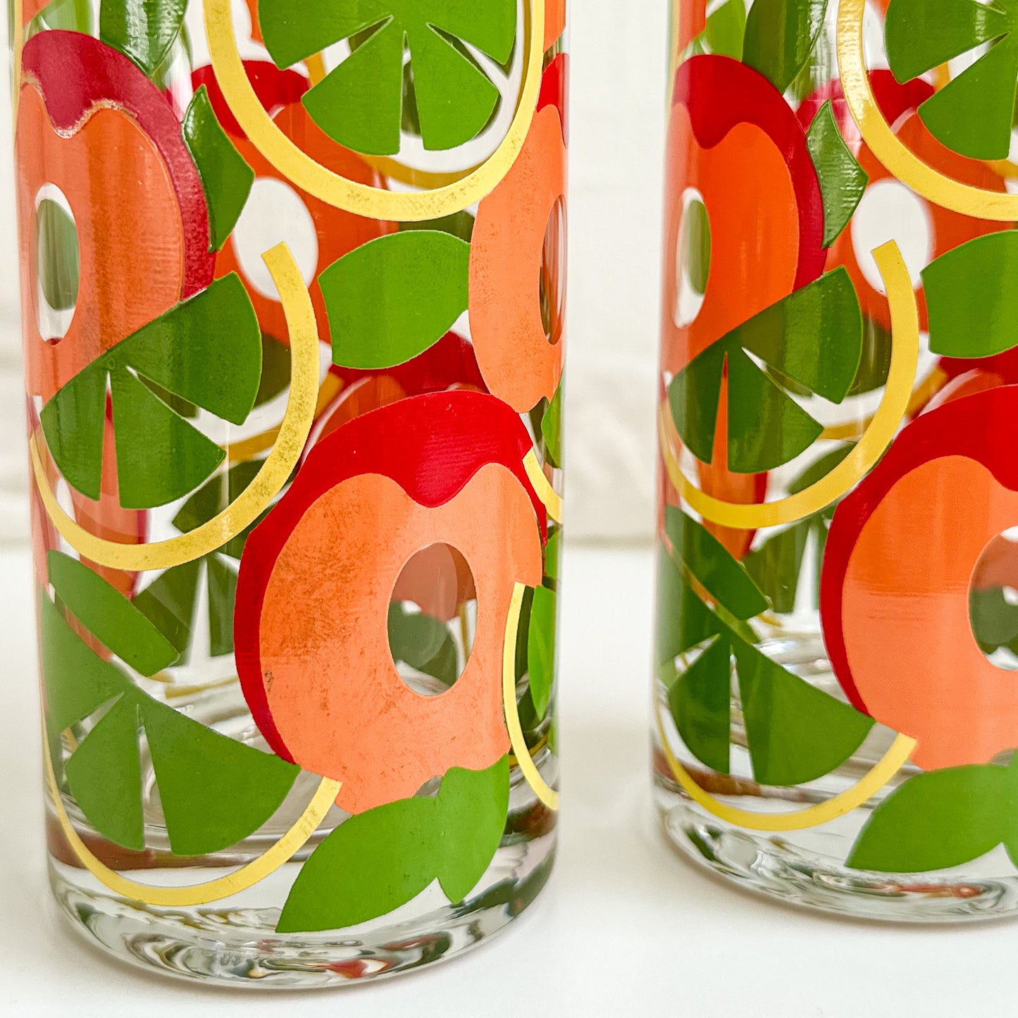 Pair of Vintage ‘Panache’ Drinking Glasses with Citrus Pattern