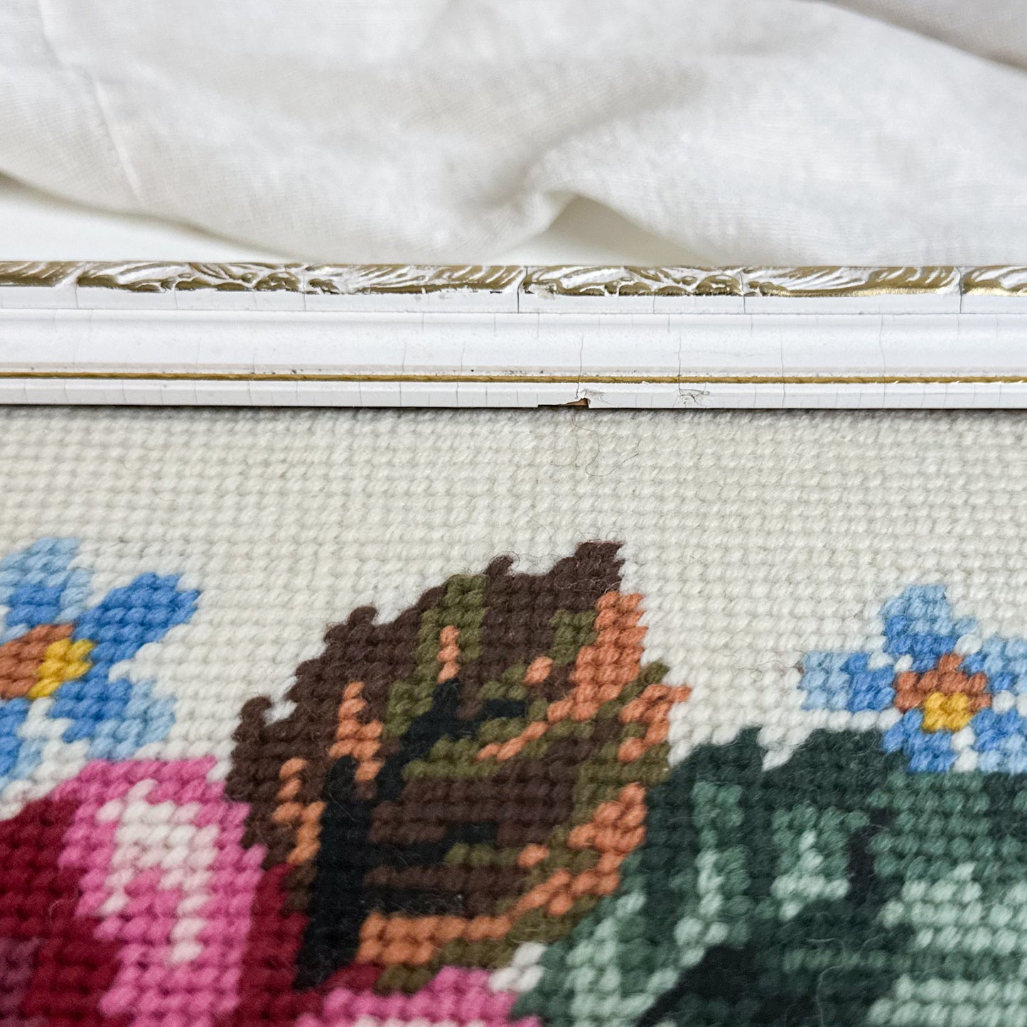 Framed Needlepoint with Roses