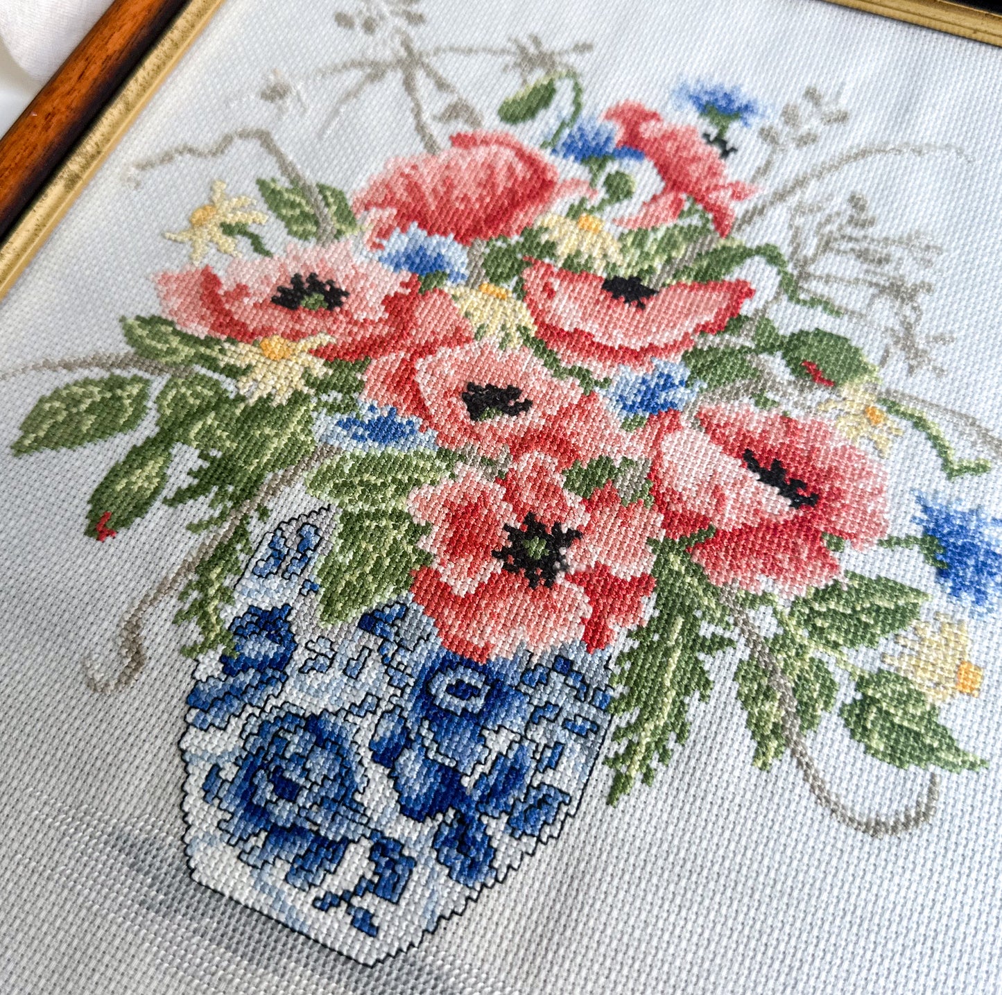 Framed Poppy Cross Stitch