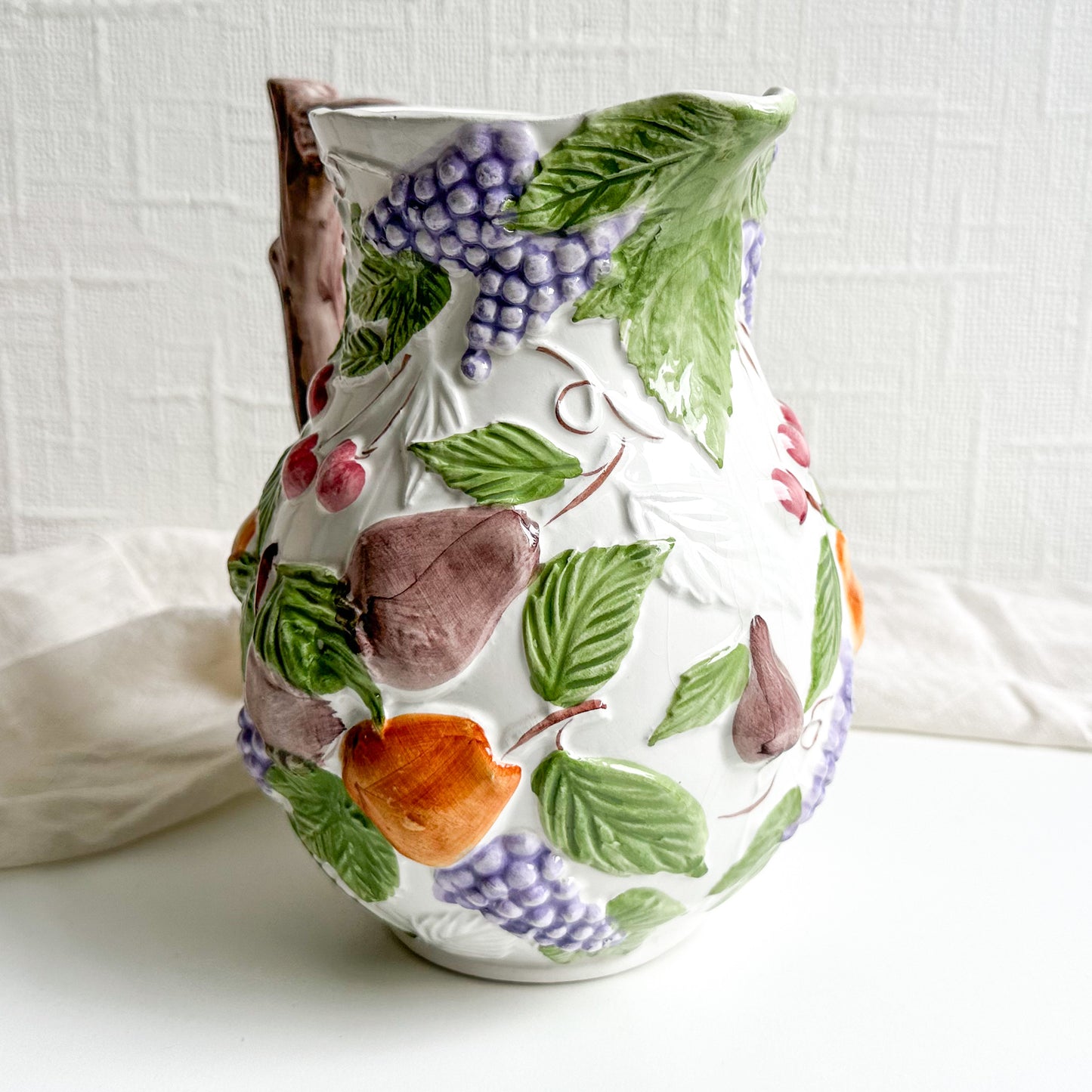 Ceramic Pitcher Jug with Fruit Design