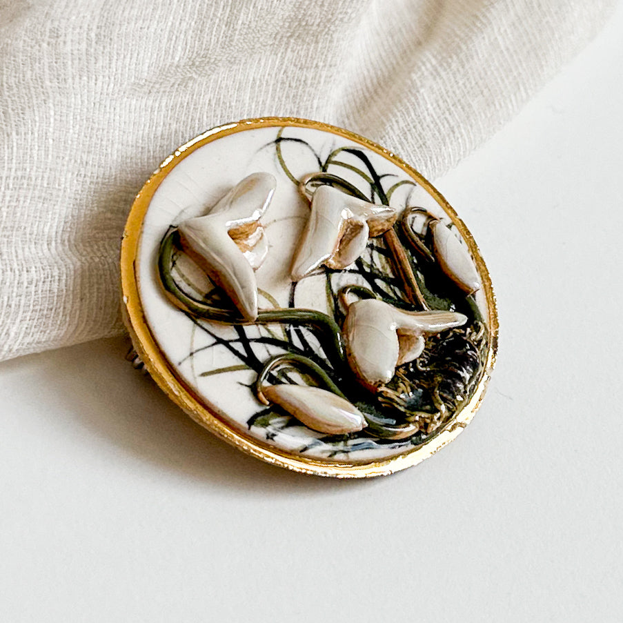 Ceramic Snowdrops Brooch