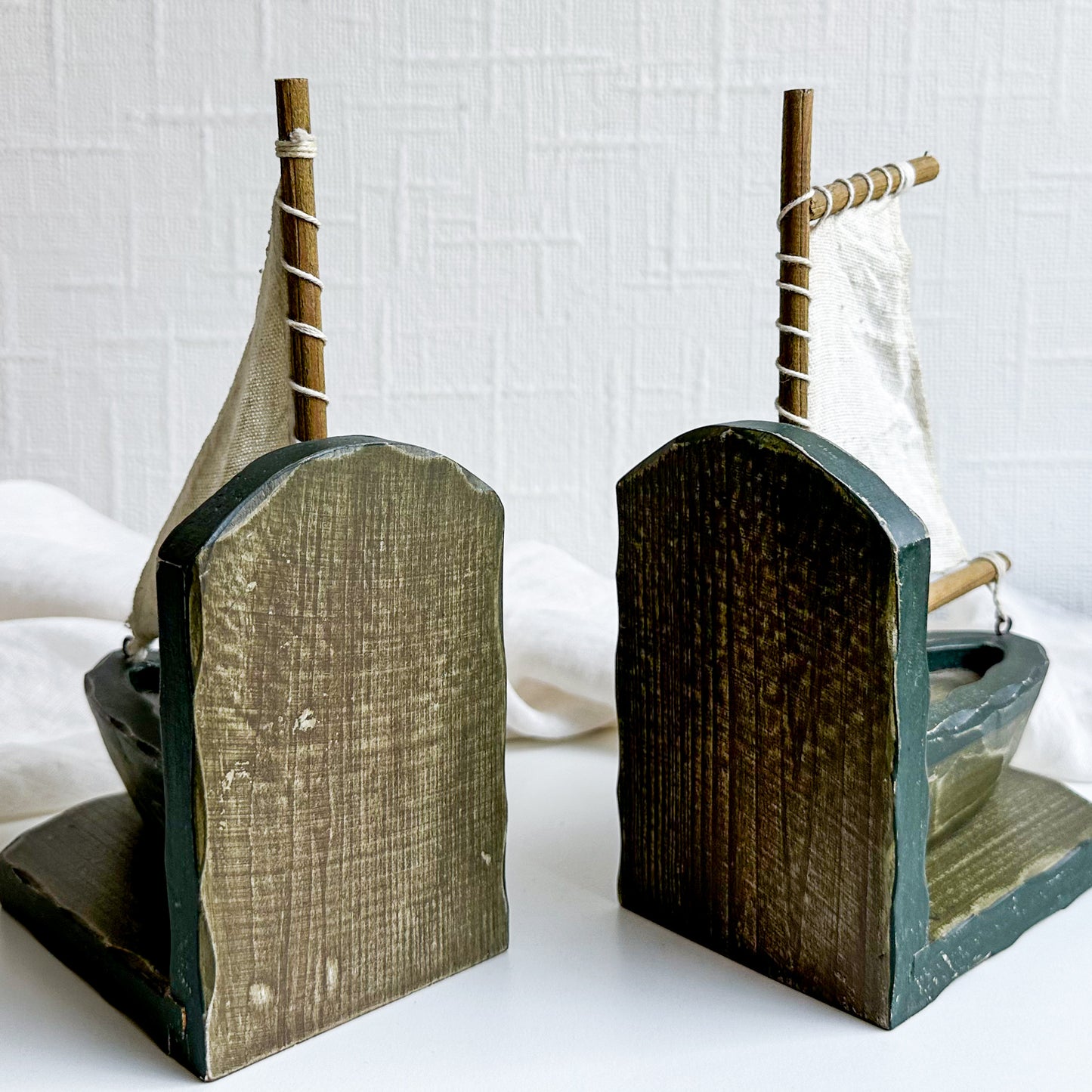 Pair of Green Boat Bookends