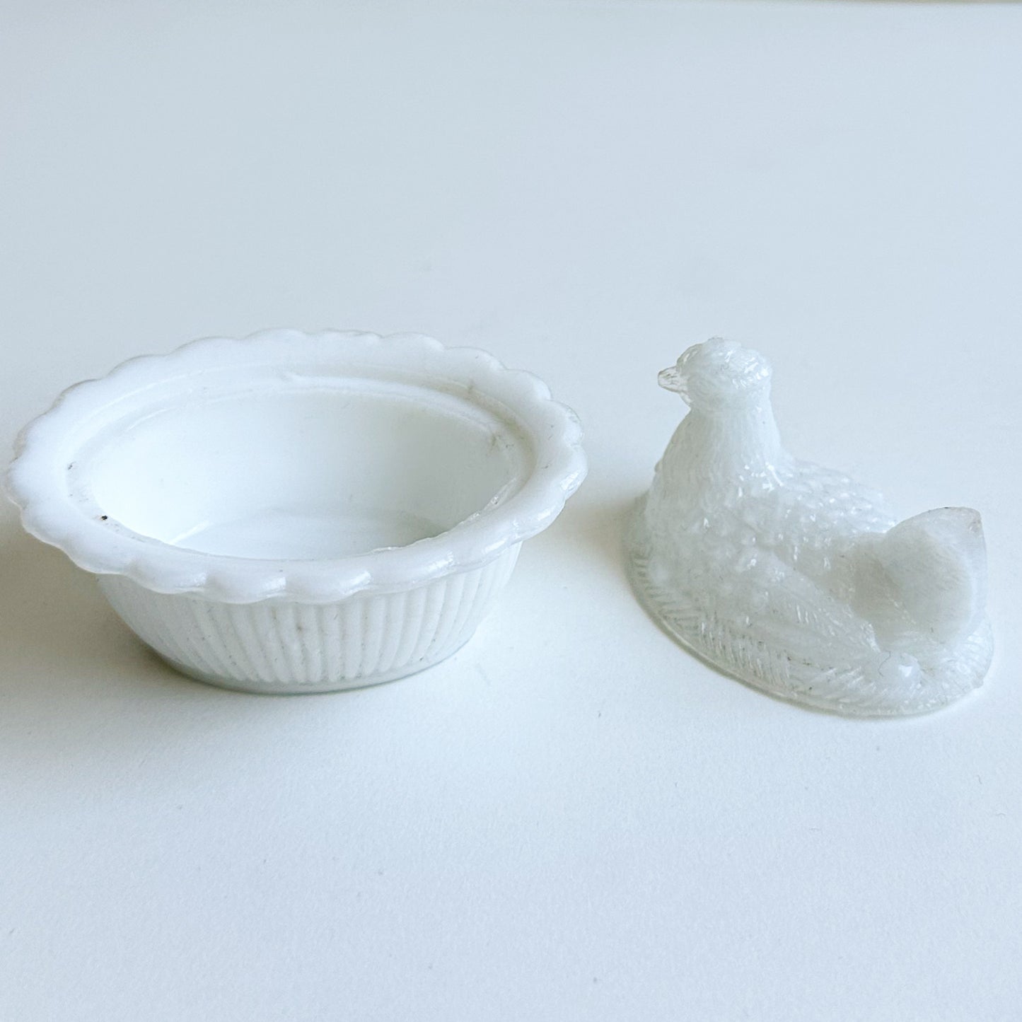 Small Milk Glass Hen on Nest