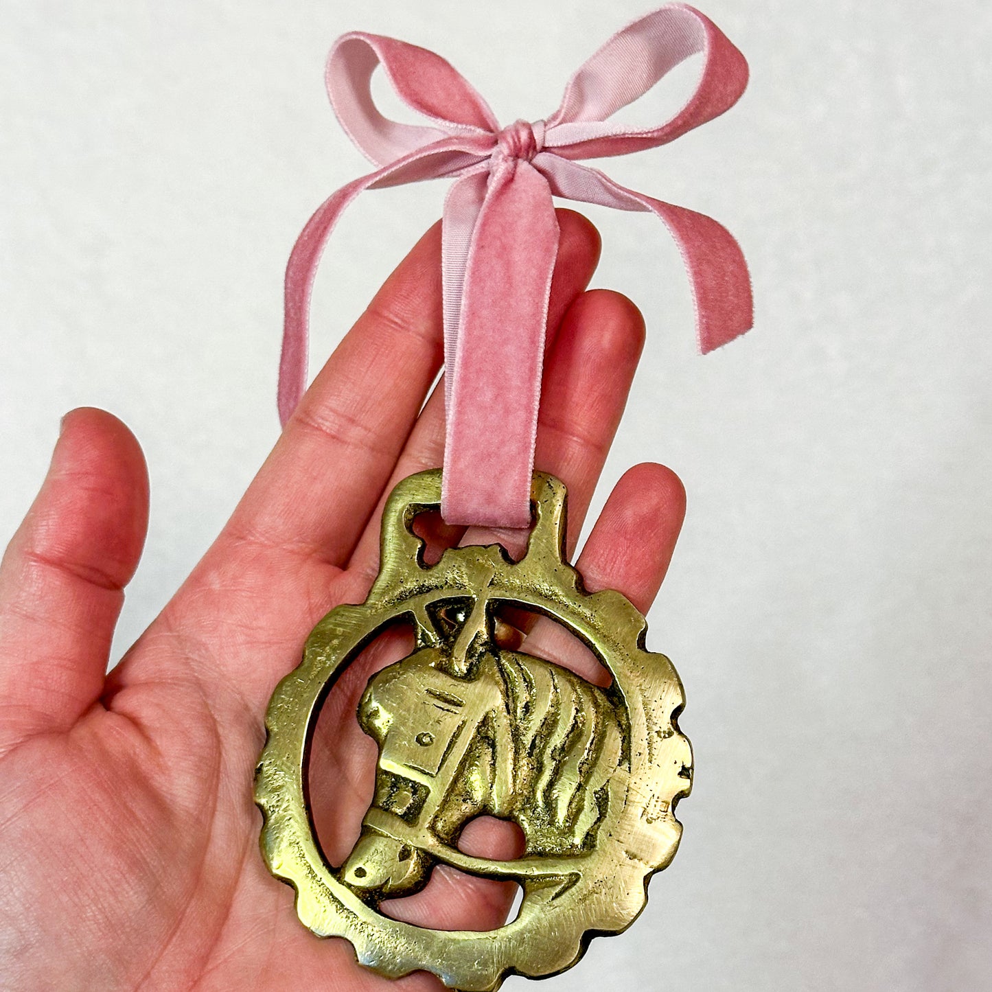 Brass Ornament with Pink Ribbon 5