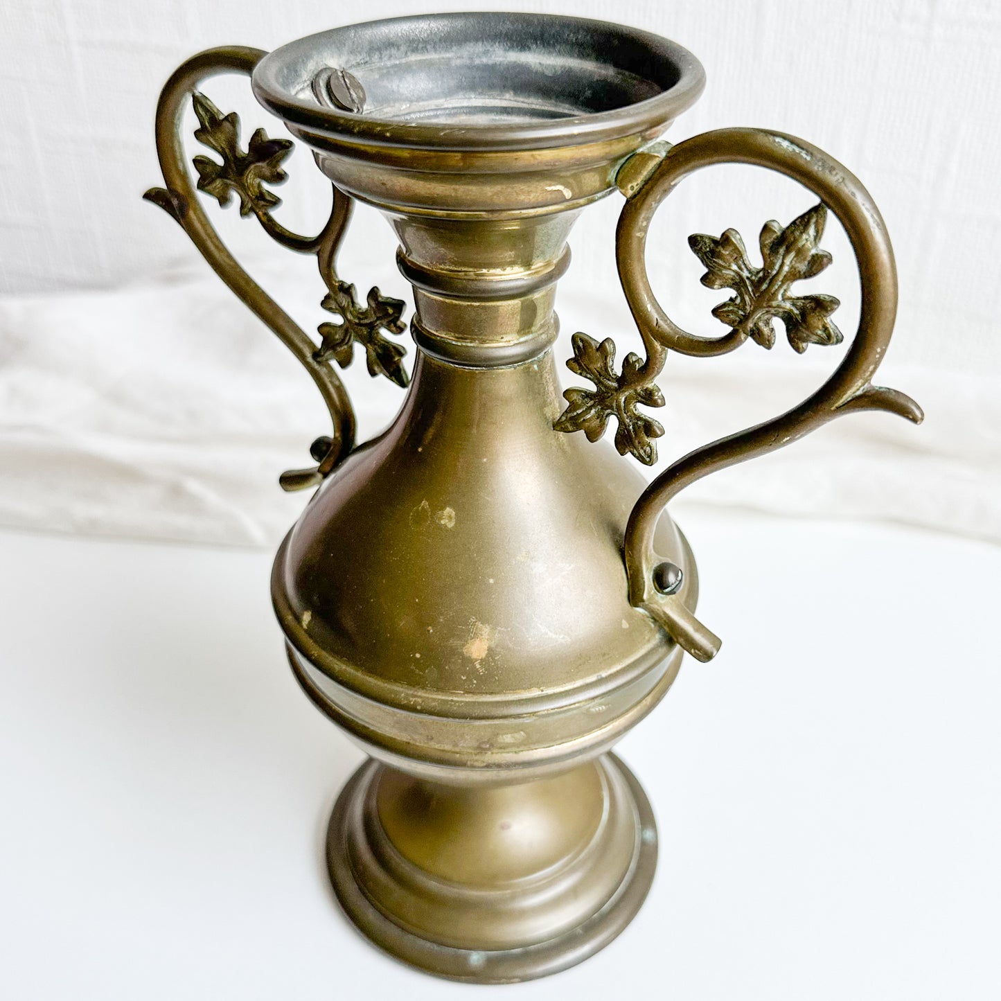 Brass Vase with Leaf Handles