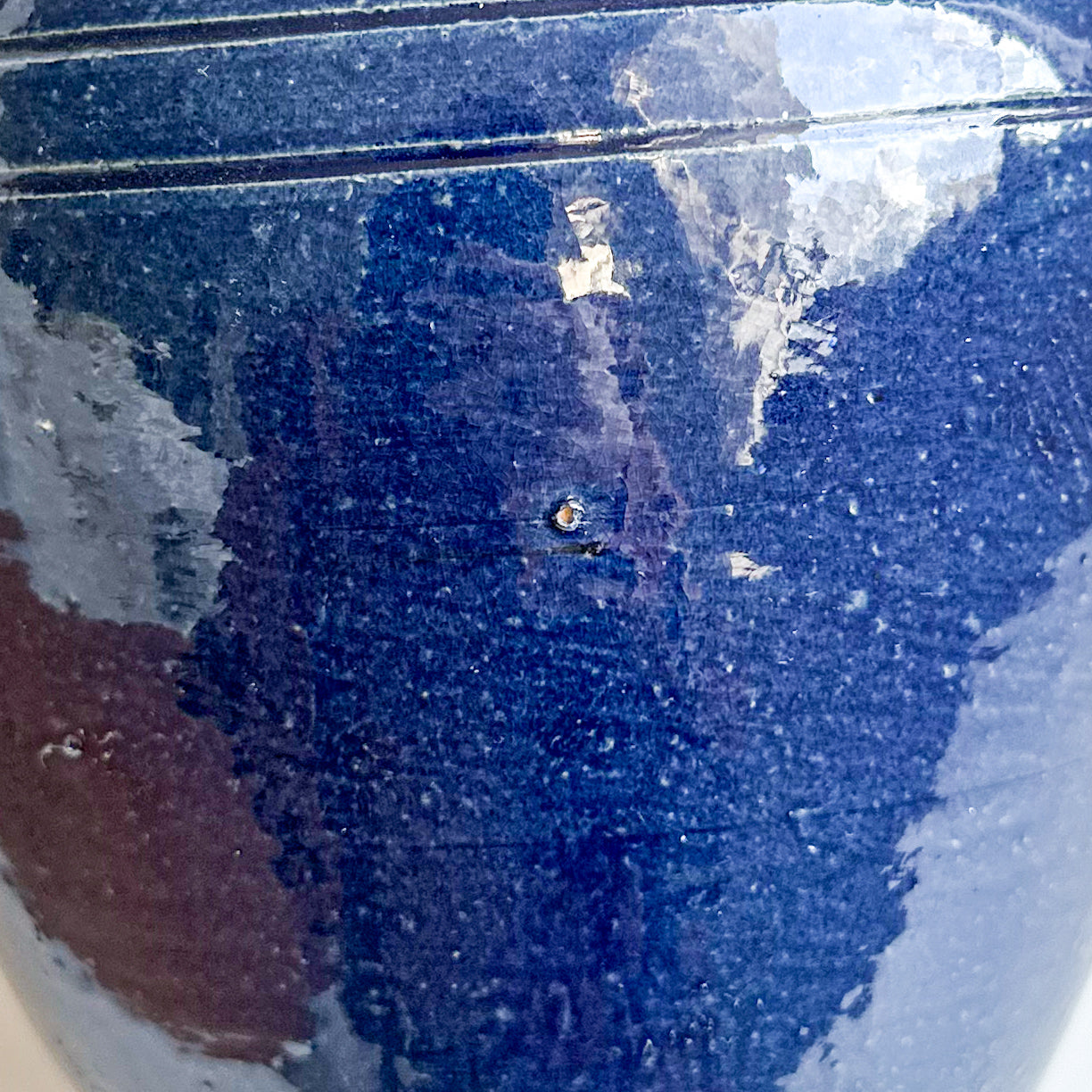 Blue Pottery Vase with Handles
