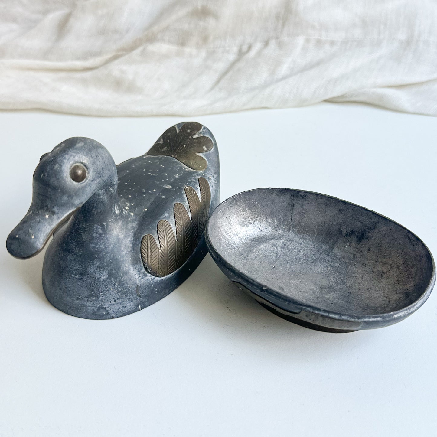 Duck Shaped Pewter Box