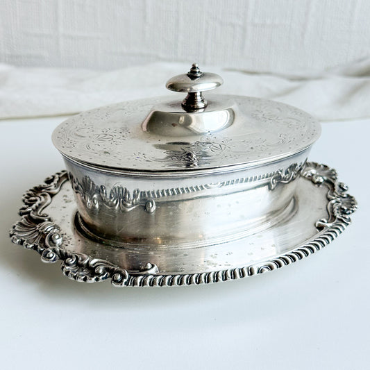 Antique Silver Plated Butter Dish