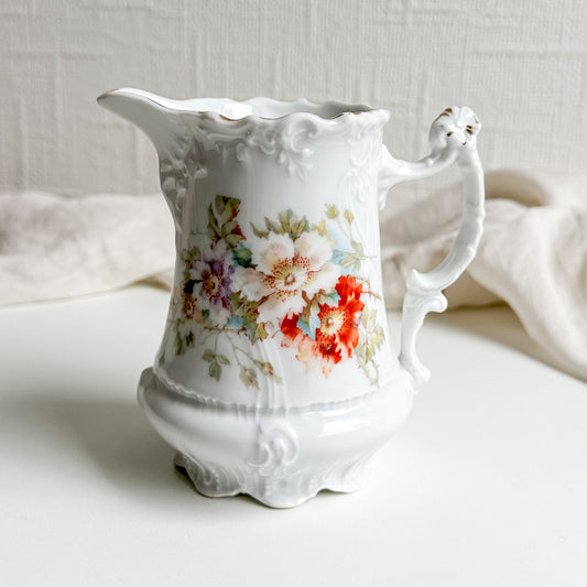 Antique Floral Jug with Raised Details