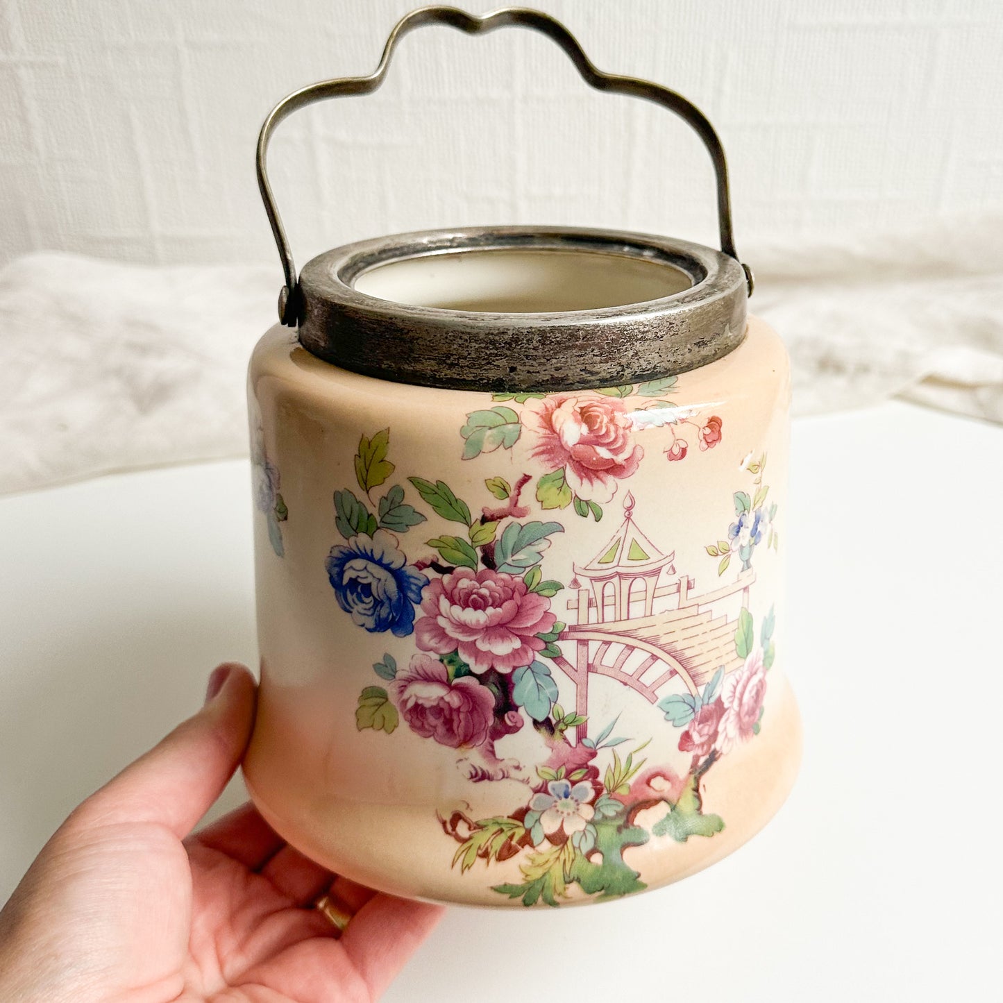 Floral Biscuit Barrel without Lid