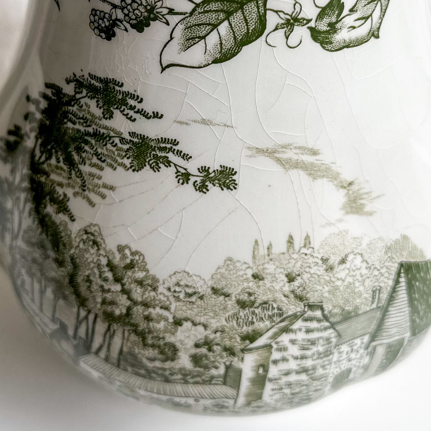 Green Transferware Cofee Pot