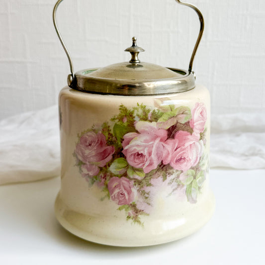 Antique Floral Biscuit Barrel