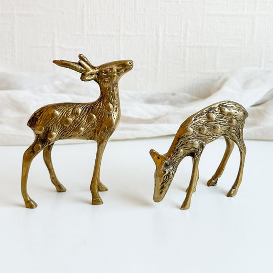 Pair of Small Brass Deers