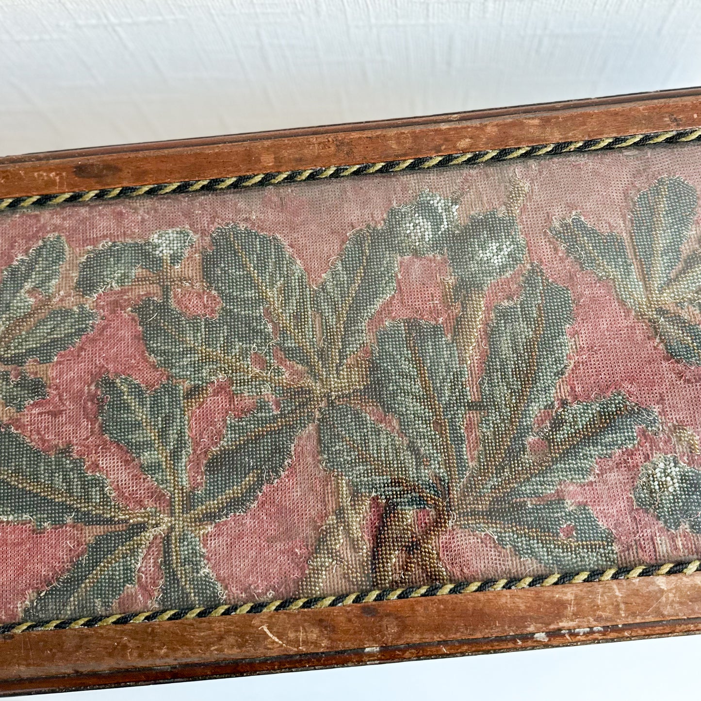 Small Antique Table with Bead Embroidery