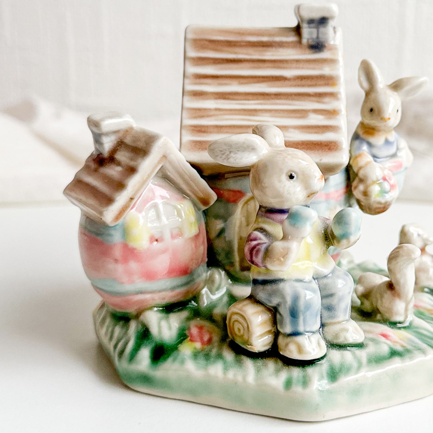 Easter Bunny Family Cottage Figurine