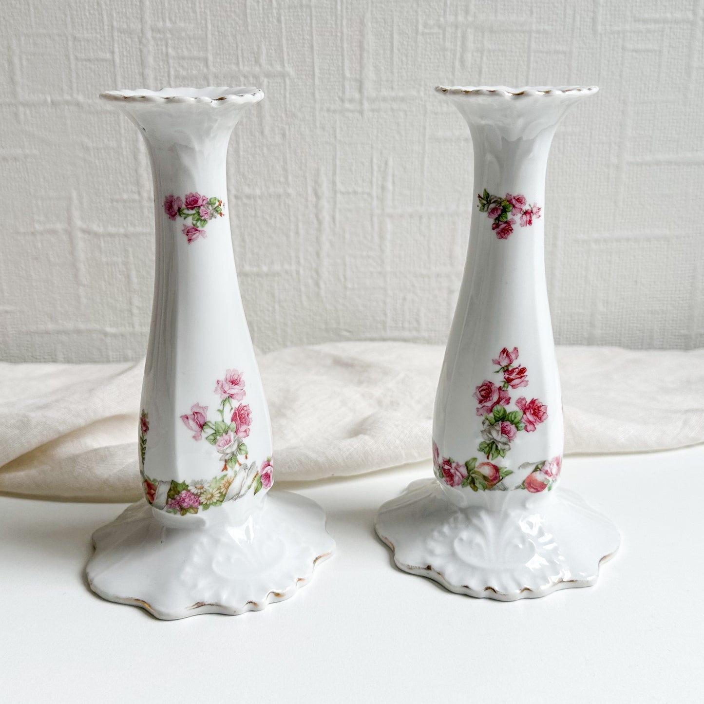 Pair of Floral Candlesticks