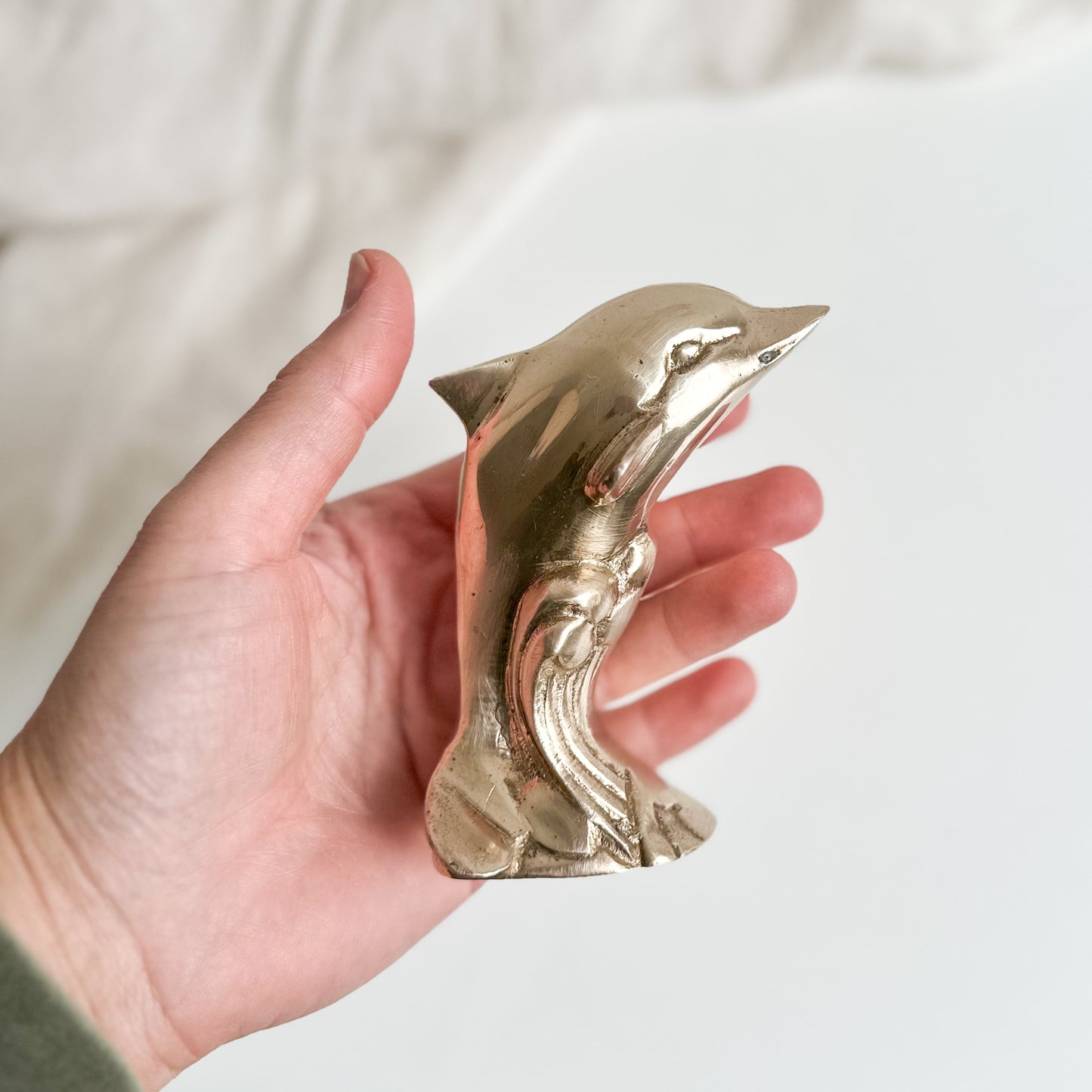 Solid Brass Dolphin Figurine