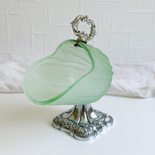 Green Frosted Glass Salt Cellar